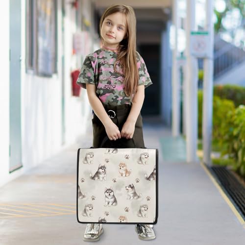 Cute Husky Dog Zipper Binder 3 Ring with Handle and Shoulder Strap, 500 Sheet Binder Organizer Capacity & Multi-Pockets for School Office - color: A6533