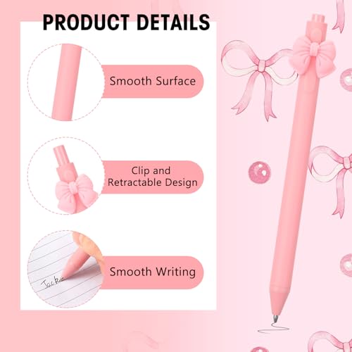 Fulmoon 50 Pcs Pink Bow Pens Coquette Ballpoint Pen Bulk Cute Writing Pens Black Ink Retractable for Birthday Baby Shower Bridal Shower Wedding Tea Party Office School Supplies (Light Pink, Bow) - color: Light Pink, size: 1 Count (Pack of 50)