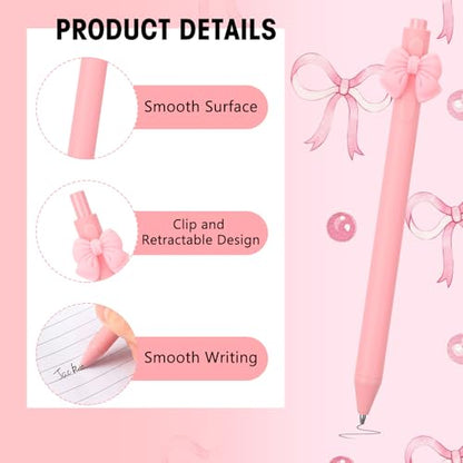 Fulmoon 50 Pcs Pink Bow Pens Coquette Ballpoint Pen Bulk Cute Writing Pens Black Ink Retractable for Birthday Baby Shower Bridal Shower Wedding Tea Party Office School Supplies (Light Pink, Bow) - color: Light Pink, size: 1 Count (Pack of 50)