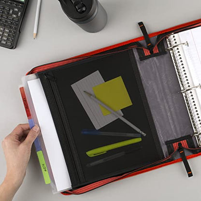 Five Star Zipper Binder, 2 Inch 3-Ring Binder with Removable File Folders, 530 Sheet Capacity, Red/Black (29036CE8)