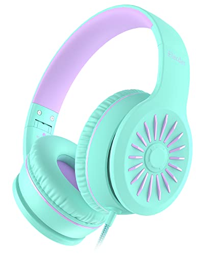 ELECDER i45 Kids Headphones Wired, On-Ear Headphones for School Teen, Green | Foldable Portable, 1.5M Cord Headphone Stereo Aux Jack 3.5mm Headset for Smartphones Chromebook Computer PC Airplane Travel - color: Green