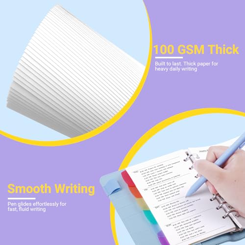 Antner A6 Weekly Planner Refill Paper 6-Hole Planner Inserts for A6 6-Ring Refillable Binder, 135 Sheets Undated Weekly Plan Loose Leaf Filler Paper with Binder Dividers For Agenda Work Schedule - color: Weekly Plan Paper