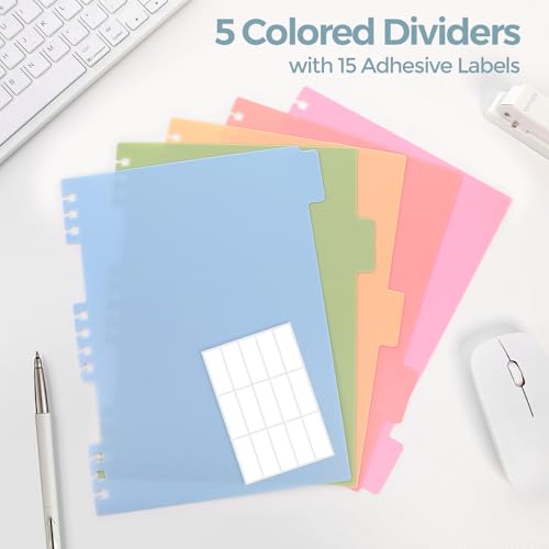 SKYDUE 5 Subject Notebook with Dividers and Tabs, 8" x 10" College Ruled Notebook for Work, 300 Pages Spiral Journal for Women, Blue - color: Blue