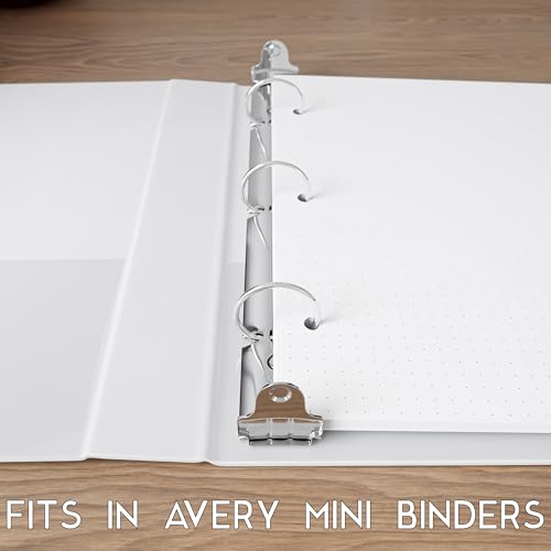 Half Letter 3-Hole Punched Dot Grid Paper, 200 Sheets, 120 GSM, 5.5 x 8.5 inch, Dotted Paper Planner Refill Inserts for Mini-Binders and 3-Ring Half Letter Binders
