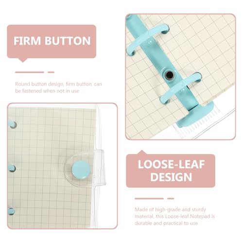 Parliky Mini 3-ring Loose-leaf Notepad with Blue Binder, Portable Small Notebook for Students Scrapbooking and Note Taking, Refillable Writing Pad for Office and School Use