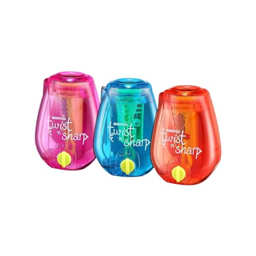 Bostitch Office Pencil Sharpener, Twist-N-Sharp, Easy Open Tray, Perfect for Kids, Works with Colored Pencils & Makeup Pencils, 3-Pack - color: 3-pack, size: 3 Pack