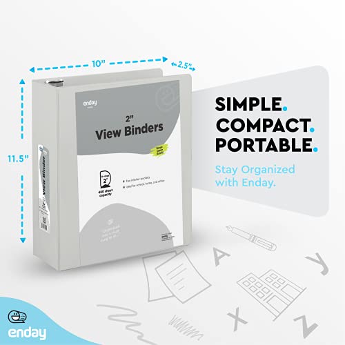 Enday 2 Inch 3 Ring Binder, Grey Heavy Duty Three Ring Binder, 480 Sheets Capacity - 2 Inch Binder for Home School and Office. - color: Grey, size: 2-Inch