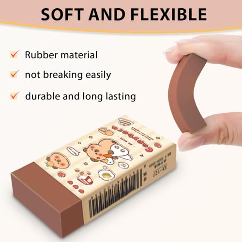 Cute Capybara Mechanical Pencil Set,6Pcs 0.5mm Capybara Mechanical Pencils with 600Pcs 0.5mm Pencil Leads,4Pcs Capybara Erasers,Kawaii Cartoon Pencils for Office School Supplies