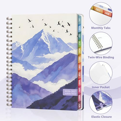 Planner 2026-2027, Weekly and Monthly Academic Year Calendar Planner, July 2026 - June 2027, Daily Agenda Book for Office School Supplies, Letter Size(8.5'' x 11'') - color: 2607-Mountain Flight, size: 8.5"x11"(Jul 2026-Jun 2027)