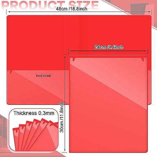 Henoyso 48 Pcs Plastic Take Home Folders with 2 Pockets Parent Teacher Classroom Communication Homework Folder for Students Parent Teacher Connector(Red) - color: Red