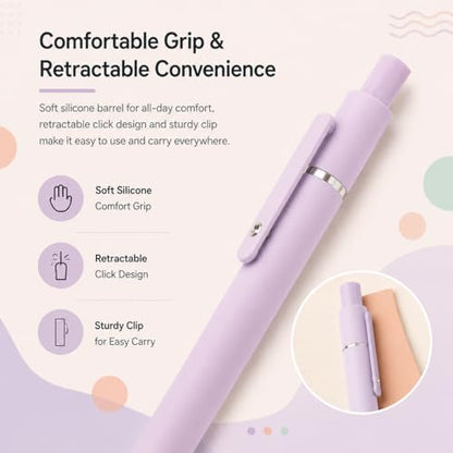 Vanhench 7Pcs 0.5 mm Black Ink Gel Pens Fine Point Pen | Smooth Writing Quick Dry Pen For School Note Teacher Journaling Office Desk Nurses Gift, Nice Cute Writing Pens - color: 7PCS Multicolor (Black Ink)