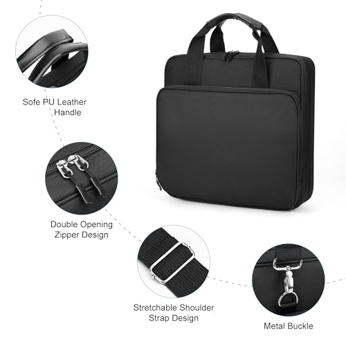2 Inch 3 Ring Zipper Binder, Trapper Keeper Binder with Shoulder Strap - 500 Sheet Capacity & Multi-Pockets (Black)