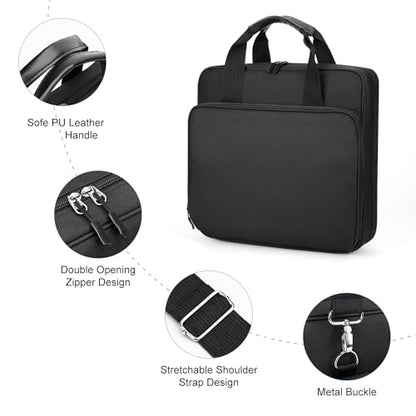 2 Inch 3 Ring Zipper Binder, Trapper Keeper Binder with Shoulder Strap - 500 Sheet Capacity & Multi-Pockets (Black)