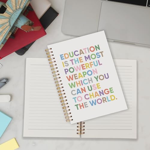 Boho Teachers Spiral Notebooks, End of Year Teacher Appreciation Gifts Journal for Writing, Teacher Office Supplies, Education is the Most Powerful Weapon Notebook, 5.5x8.3 Inch - color: Boho Teachers Spiral