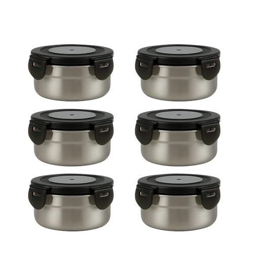 [6 Pack 4 Oz Small Condiment & Dip Containers with Leakproof Lids, Reusable Stainless Steel Bento Box Sauce Cups for Lunches, Picnics & Kitchen Storage (6pcs) - size: 6pcs