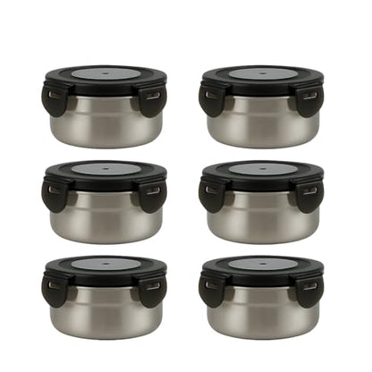 [6 Pack 4 Oz Small Condiment & Dip Containers with Leakproof Lids, Reusable Stainless Steel Bento Box Sauce Cups for Lunches, Picnics & Kitchen Storage (6pcs) - size: 6pcs