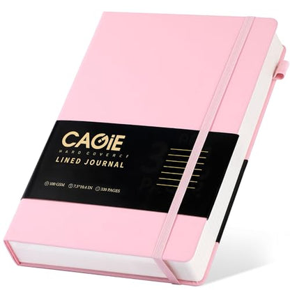 CAGIE Lined Journal Notebook, 320 Pages College Ruled Notebook, 100 Gsm Paper Thick Journal, B5 Hardcover Leather Journals for Writing Women, 7.6x10 In, Pink - color: Pink, style: Lined B5