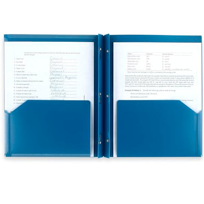 Five Star 2-Pocket Folder + Study App, Plastic Folder with Prong Fasteners and Customizable Clear Cover, Holds 8-1/2" x 11" Paper, Black, Pacific Blue, Fire Red, Forest Green (340220A-ECM),Pack of 24 - size: Pack of 24
