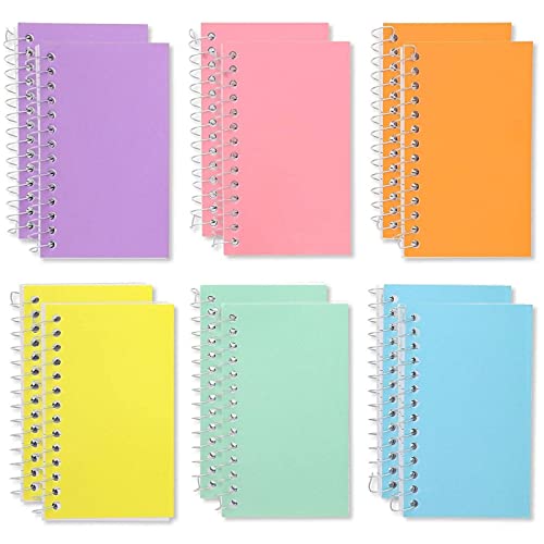 Paper Junkie 12-Pack Small Spiral Notebook 3x5, 40 Sheets, 80 Pages Per Notepad, College Ruled Lined Paper for Office Supplies, Classroom Notes, Students, Teachers, Nurses (6 Pastel Colors)