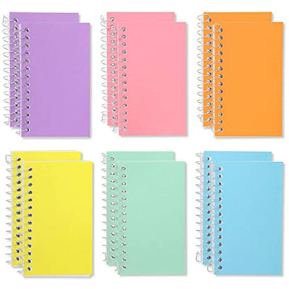 Paper Junkie 12-Pack Small Spiral Notebook 3x5, 40 Sheets, 80 Pages Per Notepad, College Ruled Lined Paper for Office Supplies, Classroom Notes, Students, Teachers, Nurses (6 Pastel Colors)