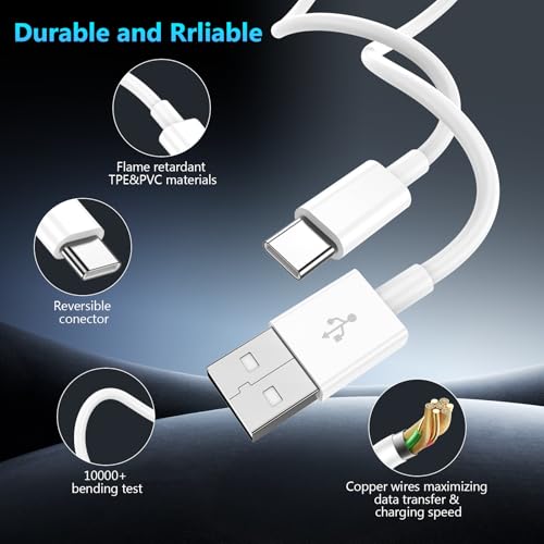 USB A to USB C Cable 3-Pack [3FT+6FT+10FT] CarPlay Fast Charging Cord | Ideal for CarPlay, Home, Office & Daily Travel Charging; Compatible with iPhone 17/16/15, Pixel, Samsung Galaxy & Note
