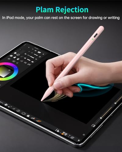 MEKO Universal Stylus Pen for Apple iPhone & Android & iPad, 2X Fast Charge Active Stylus Pencil for All Touch Screen, High Sensitivity Capacitive Stylus for Smartphone Apple Watch Tablet-Lihgt Pink | Dual-Mode Control, 2X Fast Charge,Fine Active Pencil f