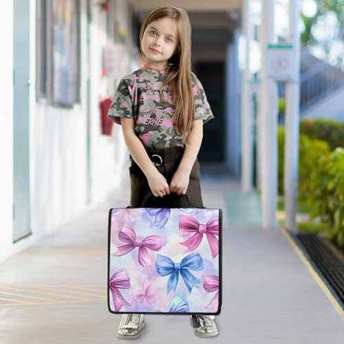 3 Ring Zipper Binder with Shoulder Strap Pink Blue Bow Tie Dye 2 Inch Zippered Binder Bag 500 Sheet Capacity Multi Pockets for School Supplies - color: Multi24