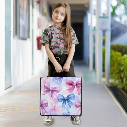 3 Ring Zipper Binder with Shoulder Strap Pink Blue Bow Tie Dye 2 Inch Zippered Binder Bag 500 Sheet Capacity Multi Pockets for School Supplies - color: Multi24