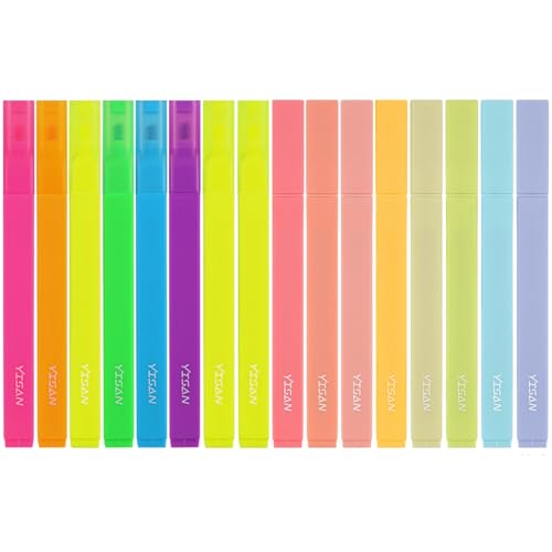 YISAN Highlighters Pastel No Bleed,Assorted Colors Bible Pens,Aesthetic,Soft Tip for Book,Journal,70962 - color: Classic and Pastel