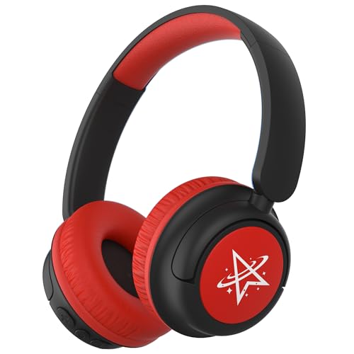 iClever BTH22 Kids Bluetooth Headphones, 60H Play Time, 74/85 dBA Safe Volume, Bluetooth 5.4, USB C, Over Ear Kids Headphones Wireless with Mic AUX Cord for iPad/Tablet/Travel/School, Red - color: Black