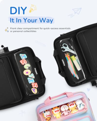 Zipper Binder 3 Ring with Ita Window, 3 Inch D-Ring Binder with Zipper and Strap Fits 14" Laptop, 600+ Sheets Capacity 3-in-1 Shoulder/Backpack/Handle Binder Bag for School Office Commute, Black - color: Black