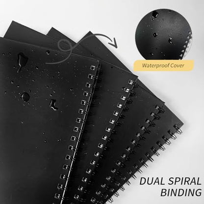 Graph Paper Spiral Notebook-A4 Grid Journal 8.5" x 11" - 4 Pack 160 Pages 100GSM Thick Paper Large Hardcover Notebooks for Note Taking Engineering Graphing Work School Supplies,Black - style: Graph