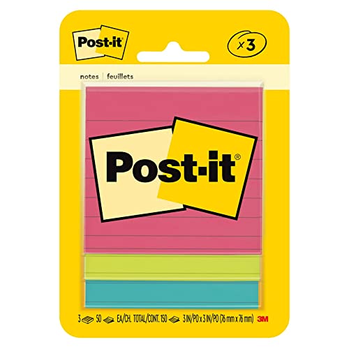 Post-it Notes, 3 x 3 in, Poptimistic Collection, 3 Lined Pads | School Supplies and Office Products - size: 0.7" x 3.8"