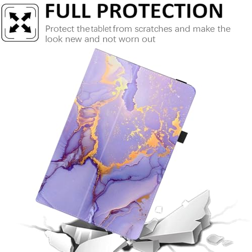 Universal 10 10.1 Inch Android Tablet Case,Slim Folding Stand Cover for All 9"-10.5" Touchscreen Tablet Case with Stylus Pen Holder,Purple Marble - color: Purple Marble