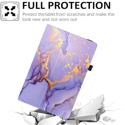 Universal 10 10.1 Inch Android Tablet Case,Slim Folding Stand Cover for All 9"-10.5" Touchscreen Tablet Case with Stylus Pen Holder,Purple Marble - color: Purple Marble