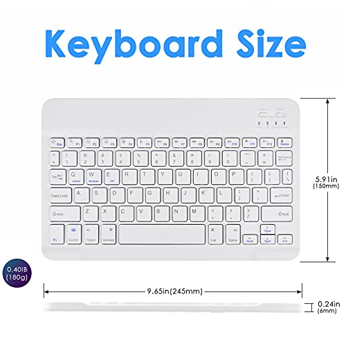 DETUOSI Universal 10 inch Wireless Keyboard, (0.23 inch) Ultrathin Slim Lightweight Travel Portable, 10.1" Multi-Device Wireless Keyboard for iOS/Android/Windows Tablet, Computer, Smart Phone #White - color: White