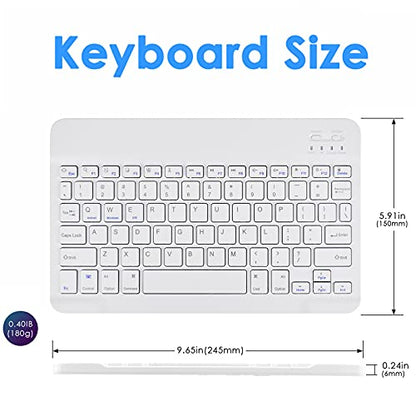 DETUOSI Universal 10 inch Wireless Keyboard, (0.23 inch) Ultrathin Slim Lightweight Travel Portable, 10.1" Multi-Device Wireless Keyboard for iOS/Android/Windows Tablet, Computer, Smart Phone #White - color: White