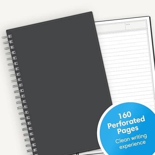 Blue Sky Notes Professional Notebook, Flexible Cover, Durable Twin-Wire Binding, Undated, Office and School (Gray, 5.5" x 8.5")