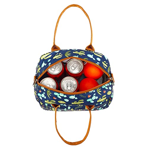 FlowFly Insulated Lunch Bag With Shoulder Strap for Women, Men, and Kids, Large and Reusable, Handle, Freezable Work and School Travel Tote and Meal Prep Organizer,Cactus - color: Cactus