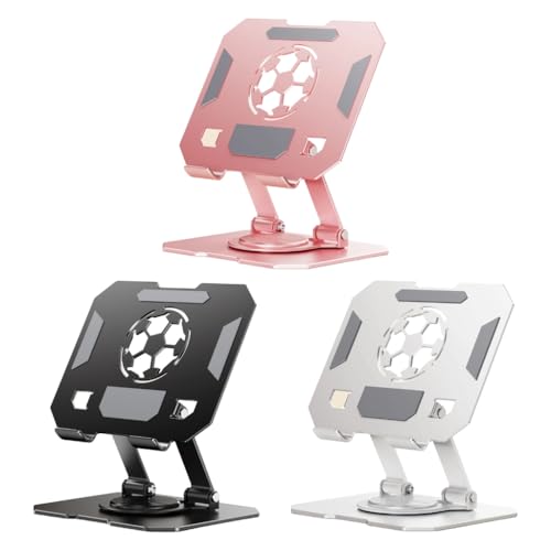 Double Axises Height Adjustable Foldable Tablets Holder with Rotating Base Carbon Alloy Design - color: White
