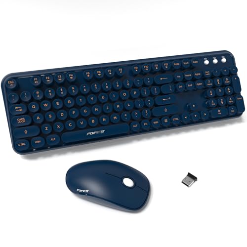 Wireless Keyboard and Mouse Combo with Switch Button- 2.4GHz Cordless Typewriter Keyboard | Auto-Sleep | USB Receiver for Windows PC/Laptop - Dark Blue - color: 105Keys Dark Blue
