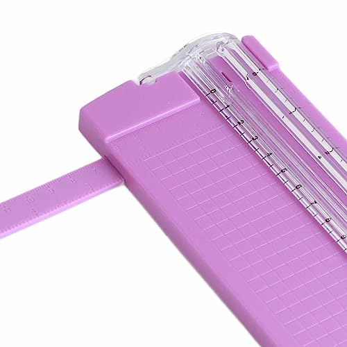 Paper Cutter Efficient Light Duty Mini Folding Trimmer Clear Scale for Scrapbook Supplies Craft Paper Trimmer for Cardstock, 5 Color Options (Purple) - color: Purple