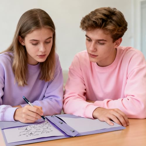 60-Pack Plastic andPockets and Prongs,2-Pocket and3 Fasteners, Pastel Folders Holds 8-1/2" x 11" Paper for School/Office/Home, Purple - color: Light Purple, size: 60-Pack