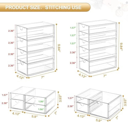 caktraie Makeup Organizer Storage With 16 Drawers, 4 Pcs Desktop Office Supplies, Desk Organizers, Clear Accessories, Dustproof Storage Drawer and for Make Up, Jewelry, Pen, Stationary - size: 16 Drawers