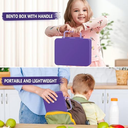 JOOPETALK Chill Bento Lunch Box for Kids Adult with Ice Pack,6-Compartment Reusable Leak-proof Lunch Container for Girls Boys to School,Keep Food Cold&Fresh,Dishwasher & Freezer Safe - color: Purple