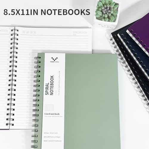 YINUOYOUJIA Lined Notebook 8.5" x 11"Spiral Notebook -4 Pack Large Hardcover Notebook 7mm College Ruled Notebook 120 Pages 100 GSM Thick Hardcover Journal for School (College)