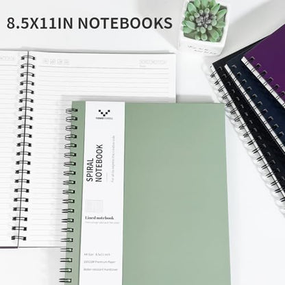YINUOYOUJIA Lined Notebook 8.5" x 11"Spiral Notebook -4 Pack Large Hardcover Notebook 7mm College Ruled Notebook 120 Pages 100 GSM Thick Hardcover Journal for School (College)