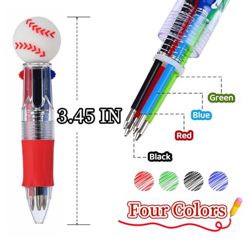 Oneshow 18PCS Baseball Party Favors Pen Mini Multicolor Teacher Reward Pens | Fun Bulk 3D Baseball 4-in-1 Ballpoint Pen for Birthday Gifts, Cute Classroom Prizes, Back to School, Goodie Bag Fillers - style: Baseball-18PCS