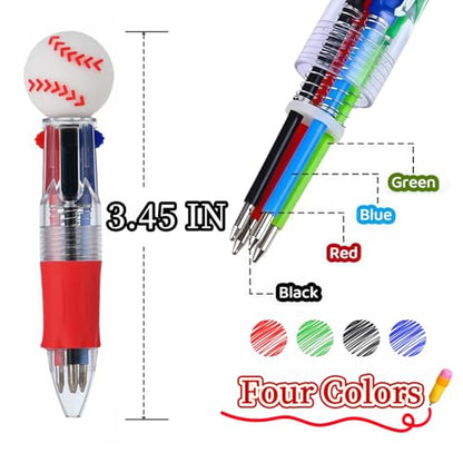 Oneshow 18PCS Baseball Party Favors Pen Mini Multicolor Teacher Reward Pens | Fun Bulk 3D Baseball 4-in-1 Ballpoint Pen for Birthday Gifts, Cute Classroom Prizes, Back to School, Goodie Bag Fillers - style: Baseball-18PCS