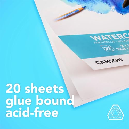 Canson Graduate Watercolor Pad, Foldover, 5.5x8.5 inch, 20 Sheets | Artist Paper for Adults and Students - Painting, Gouache, Mixed Media and Ink - size: 5.5x8.5 inch